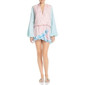 Rococo Sand Plaid Faux-Wrap Mini Dress XS